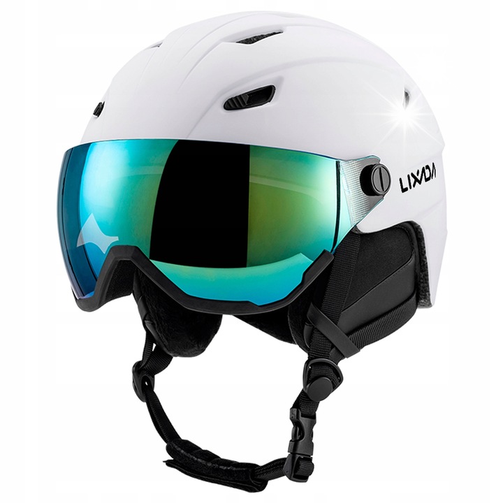 Kask de schi, alb, 28x20.5x20.5cm, set cu ochelari, M: 55-58cm