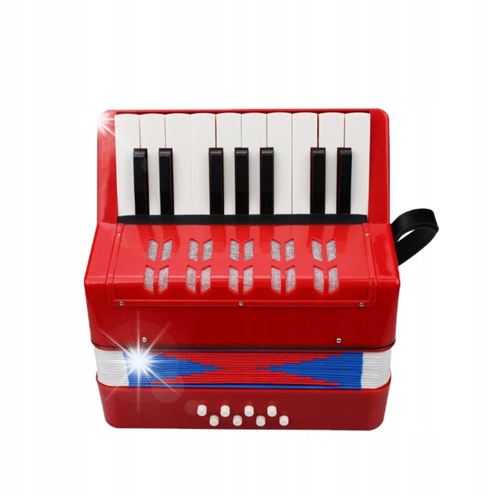 Accordeon pentru copii, 17 clape, 8 bass, rosu, 230x230x10mm, set