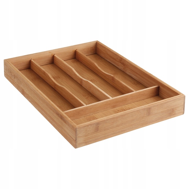 Organizator tacamuri 5Five din bambus si MDF cu 5 compartimente, 34x25 cm, maro natural