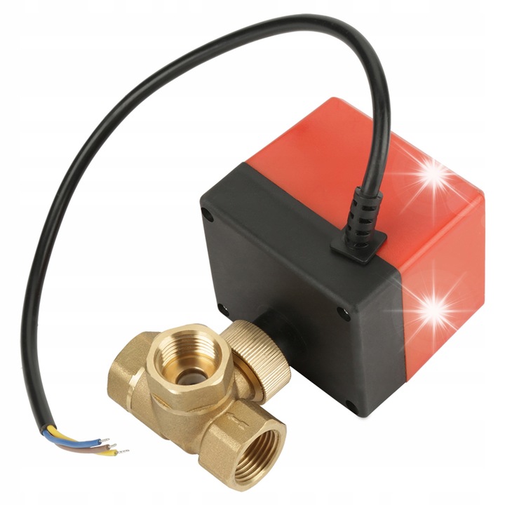 Golyós elektromos szelep DN15 G1/2 220V, sárgaréz, hideg és meleg vízhez, kézi működtetéssel