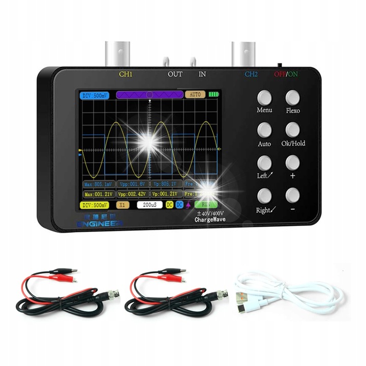 Osciloscop digital 2 canale, 50Mhz, 2MHz, 3,2 inch, 120x66x18.5mm