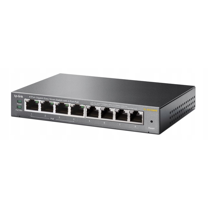 Kapcsoló, TP-LINK, Smart 8xGE, 4xPoE, 10/100/1000Mb/s