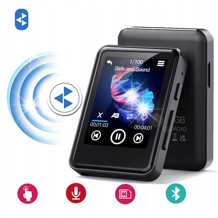 Odtwarzacz MP3, 2,4 inch, Bluetooth 5.2, radio, negru, set complet