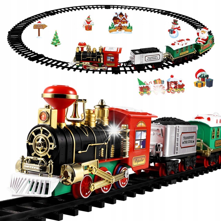 Trenulet de jucarie, design de Craciun, set complet, multicolor