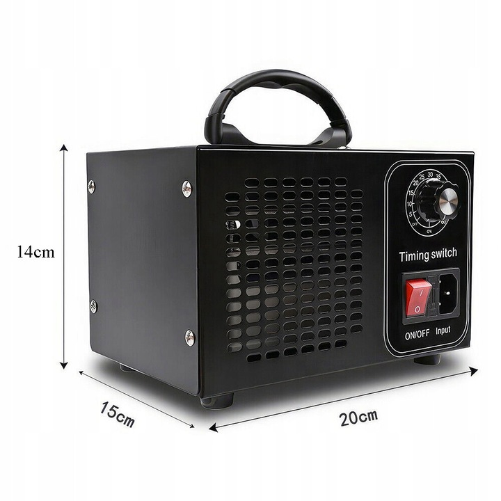 Generator de ozon, 60000 mg/h, 4 placi ceramice, timer 60 min, 20x15x14cm, negru
