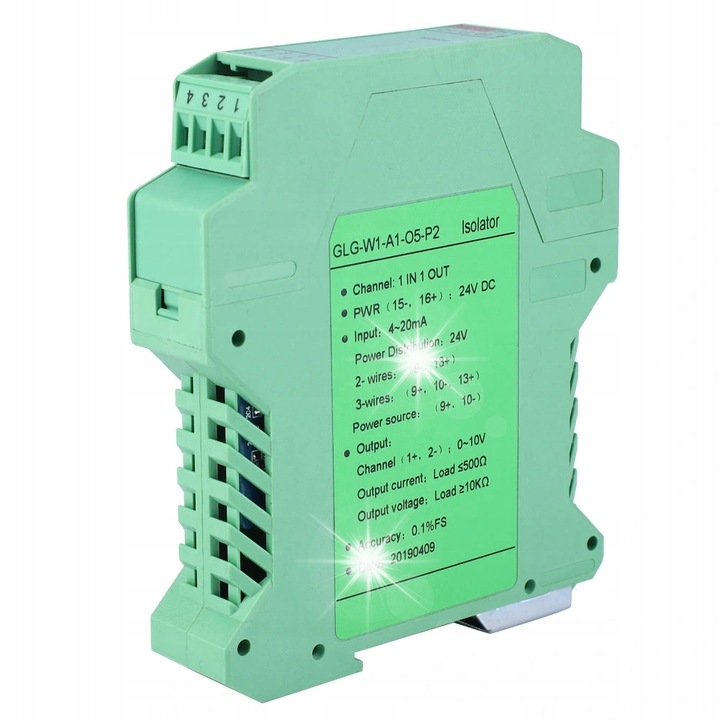 Izolator semnal DC, GLGC, 1 intrare 1 iesire, 24V, 100x22,5x114,5mm