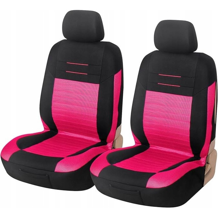 Huse auto, set 9 elemente, negru + roz, universal