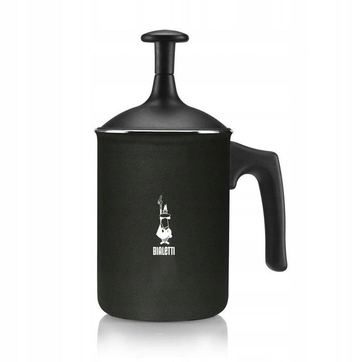 Bialetti kézi tejhabosító, 330 ml űrtartalom, fekete, alumínium, kerámia, elektromos és gáz főzőlapokhoz.