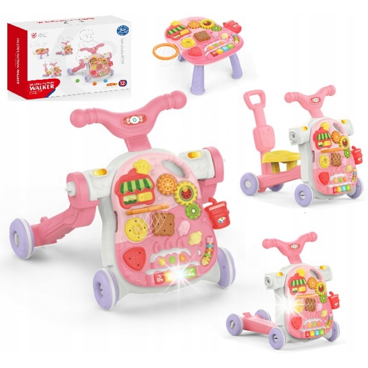 Premergator Bobo-San, carucior interactiv 5 in 1, roz