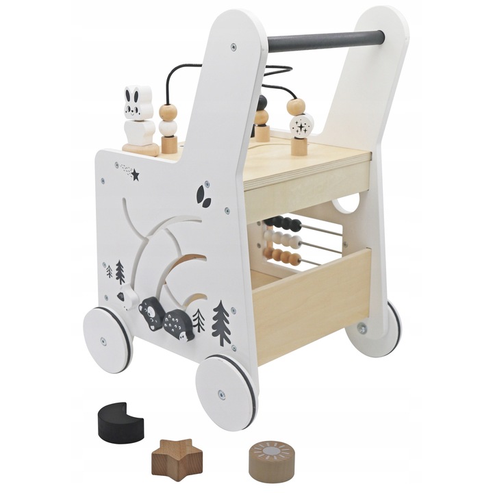 Premergator din lemn Bobo-San, 6 in 1, cu functie de masa, multicolor, 49x31x28cm