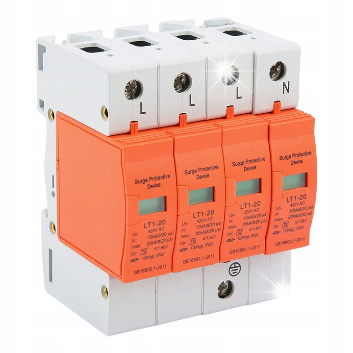 Protector de supratensiune, 4P, 420V, 20kA, ignifug, set