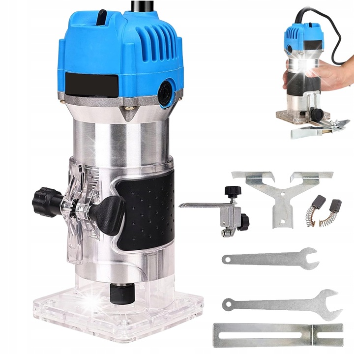 Freza electrica pentru lemn, 800W, 30.000 rpm, 202x88x80mm, set accesorii