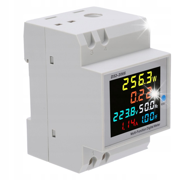 Contor de energie electrica 6 in 1, D52-2066, LCD, 40-300V, 0-100A, 54x80x64mm