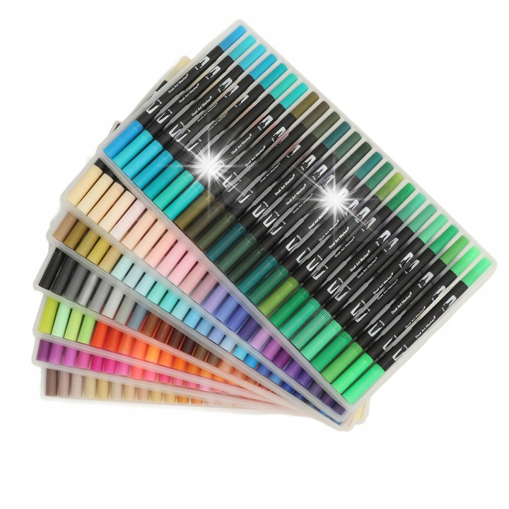 Set de 168 Markere Dual Brush, 0,5mm, multicolor, 16,2x1,2x1,2cm