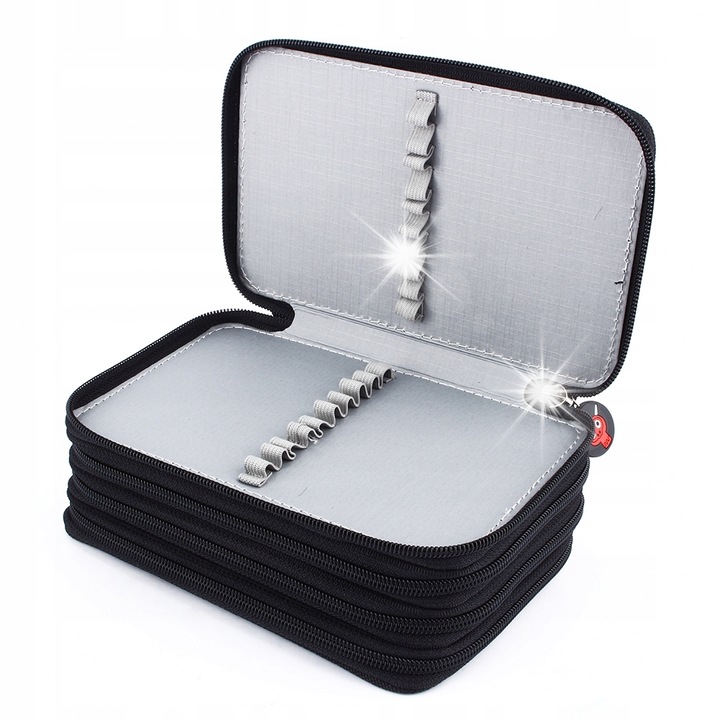 Penar multifunctional pentru scoala, 4 compartimente, capacitate mare, negru