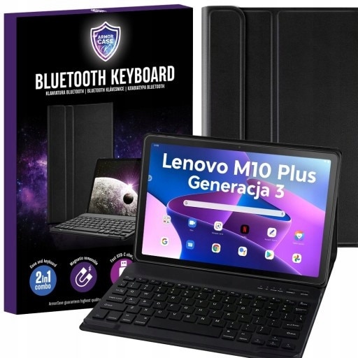 Husa tableta cu tastatura pentru Lenovo Tab M10 Plus Gen 3 10.6", neagra, set complet