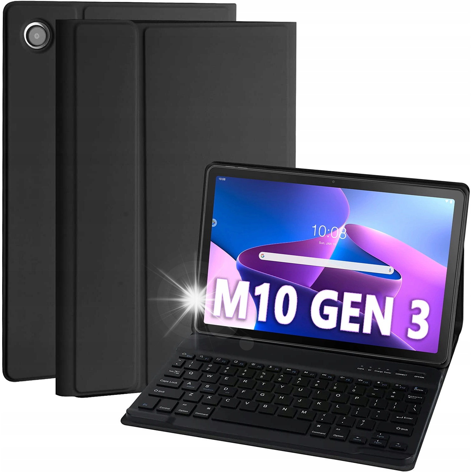 Husa tableta cu tastatura pentru Lenovo Tab M10 Plus Gen 3 10.6", neagra, set complet