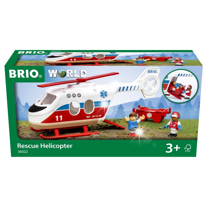 Brio mentőhelikopter, figurás készlet, 27x7x12cm, 3 éves kortól