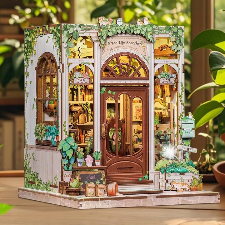 3D Puzzle BOOKNOOK DIY LED-del, mini könyvtár modell, készlet