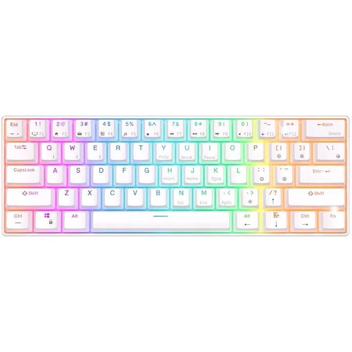 Klaviatura Royal Kludge RK61 RGB, wireless, HOTSWAP, alb, 290x100x35mm, set complet