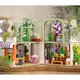 Építőkészlet, 870 darabos, virágház, botanikus kert, 21x20x20cm, többszínű