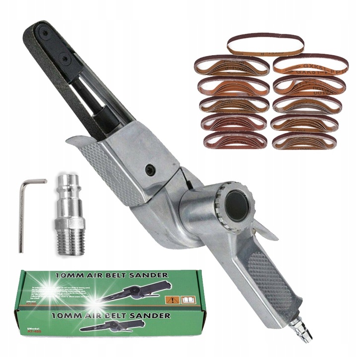 Slefuitor pneumatic, 16000RPM, 10x330mm, set cu 25 benzi abrazive, pentru lemn, plastic, metal