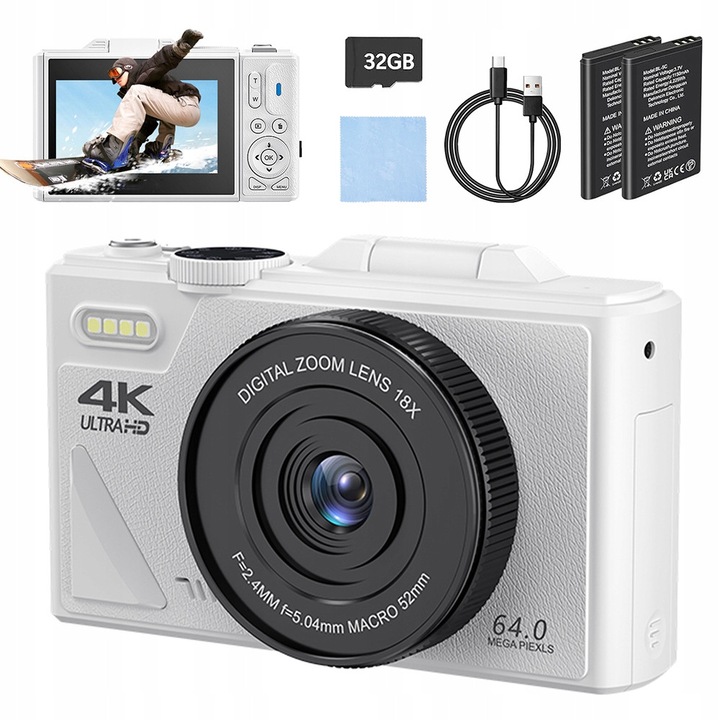 Camera video 64MP 4K cu ecran de 3 inch pentru bloguri YouTube si transmisii