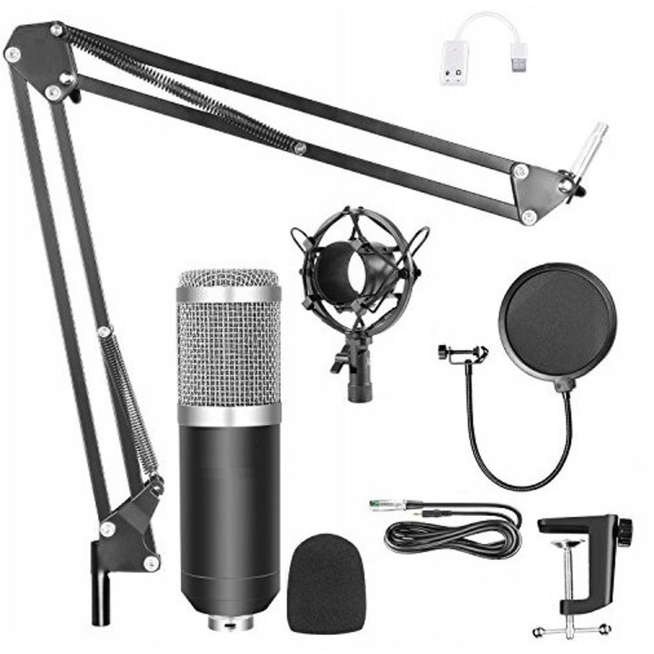 Microfon pentru computer, caracteristici cardioidale, 20Hz-20kHz, negru, 1,8m