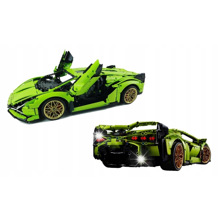 Set de constructie BIZ-TECHNIC, masina sport, 3696 piese, culoare limonkowy, 60x25x13cm