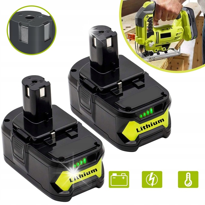 Set 2 acumulatori 18V 6.0Ah pentru scule electrice Ryobi