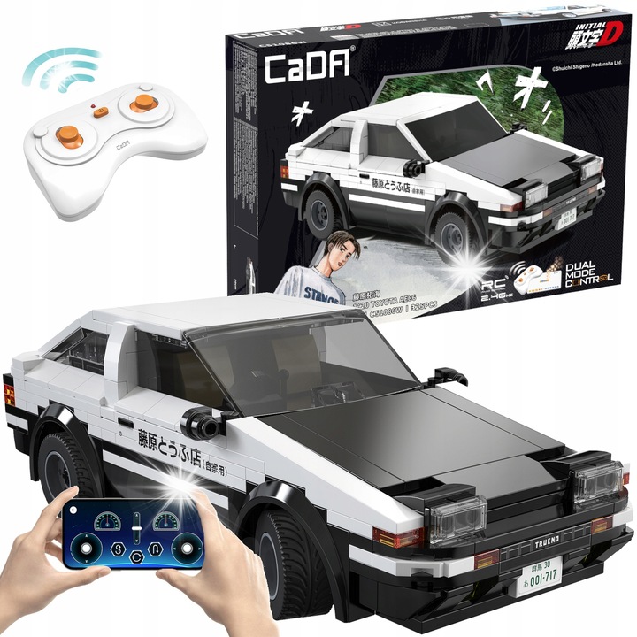 Конструктор CaDA Toyota AE86 Initial D, 325 елемента, бяло-сив, 1:20