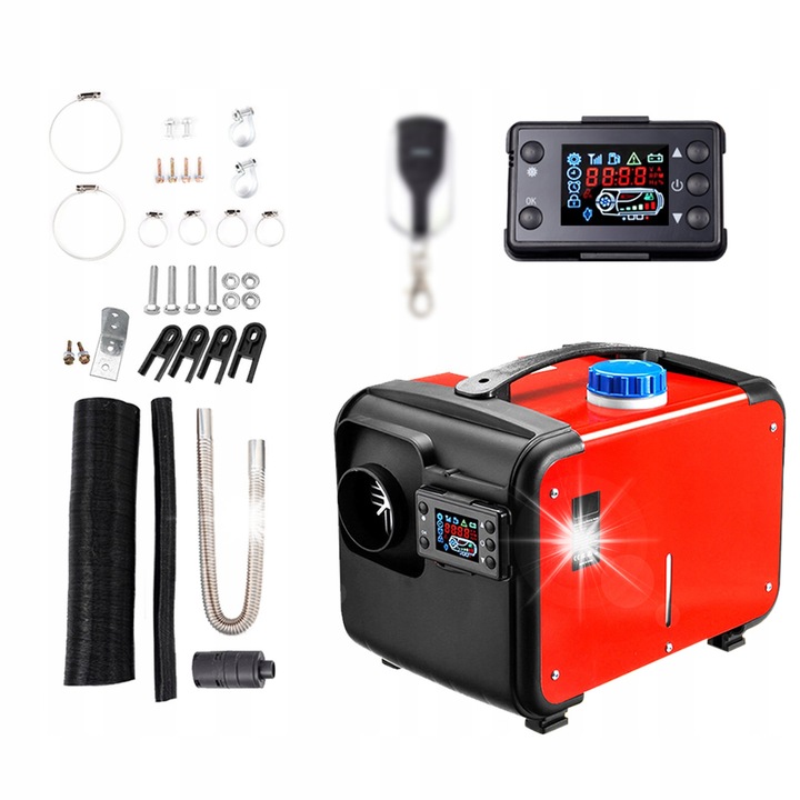 Incalzitor auxiliar diesel 8 kW, cu telecomanda, dimensiuni 39x14x14 cm