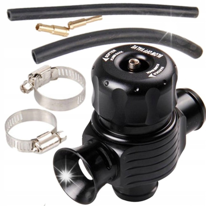 Supapa de suprapresiune, Blow Off, 2BAR, negru, set complet cu coliere, garnituri si suruburi, 25x25mm