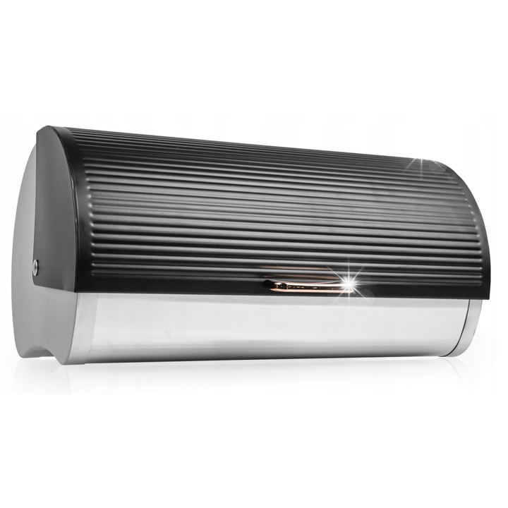 Set chlebak si 3 recipiente pentru cafea, ceai si zahar, Brunbeste, inox, negru, argintiu, 38,5x26x18,5cm