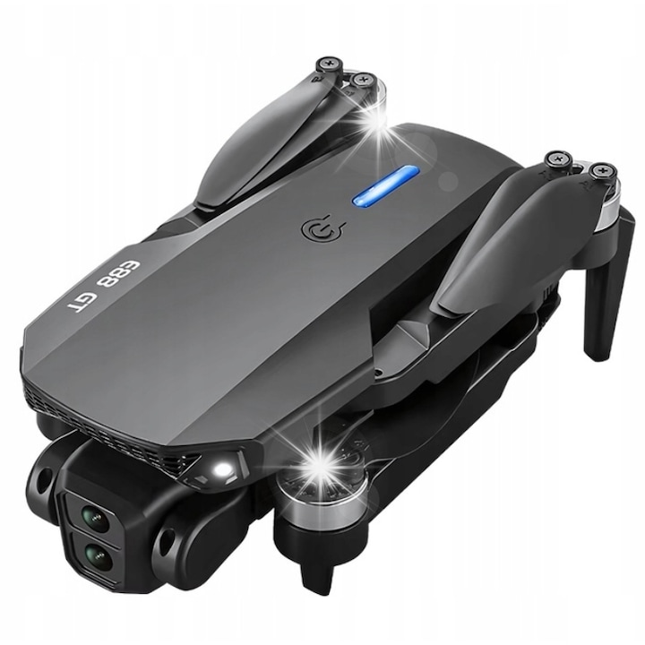 Dron E88 GT, 3 Baterii, Camera Duala, Negru