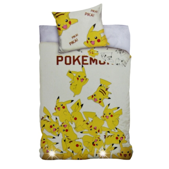 Carbotex 160x200cm Pokemon Pikachu ágyneműhuzat garnitúra, 100% pamut, 2 részes