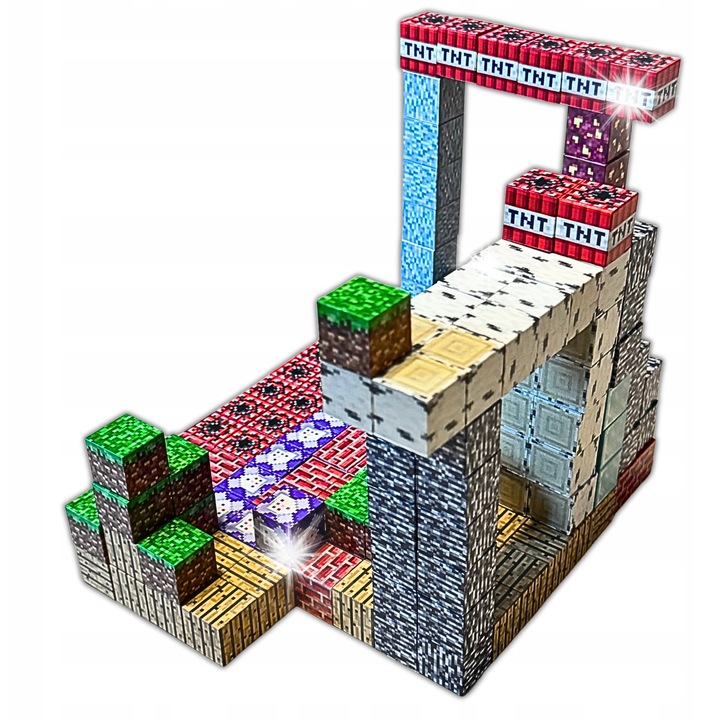 Set de constructie Klocki Magnetyczne 184 el. blocuri patrate, multicolor