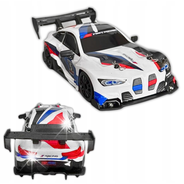 Masina RC Drift 4x4, controlata prin telecomanda, LED-uri, dimensiuni 18,5x8,3x6cm, set complet cu accesorii