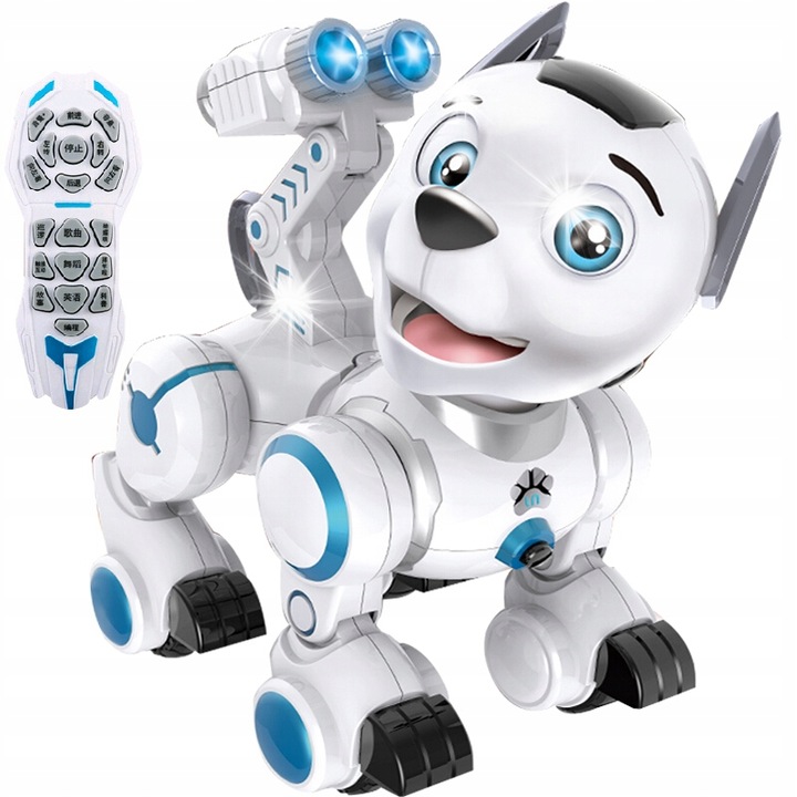 Robot de jucarie, K10, caine inteligent interactiv, 25x22x15cm, set cu telecomanda si cablu USB
