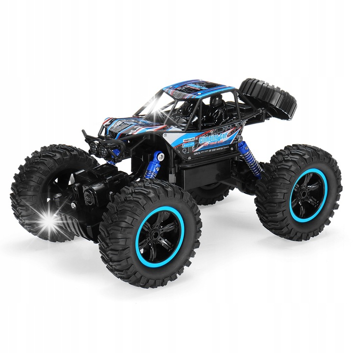 Masinarc 4x4 Monster, set complet, portocalie si albastra, dimensiuni 29x18x16cm, acumulator 7.4V