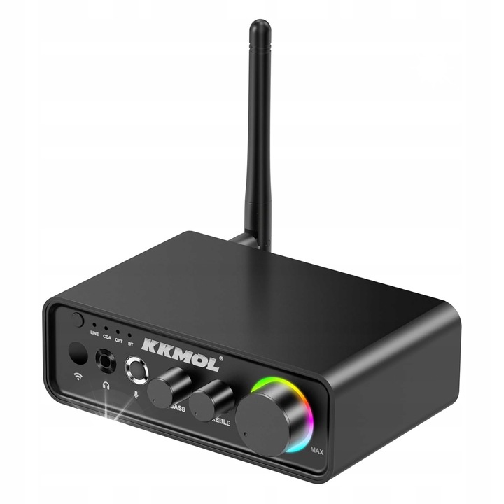 Amplificator KKmol M19BT Bluetooth 5.3, USB, SD, AUX, 2x50W, 18x13x5cm, teljes készlet