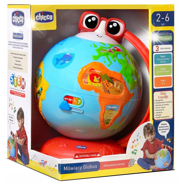 Glob educativ interactiv Chicco, 12 animale, 30x20x25cm