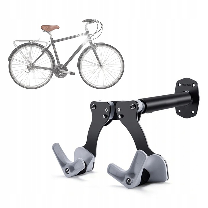 Стойка за съхранение на велосипед, за стена, регулируема, 25 кг, черно и сиво