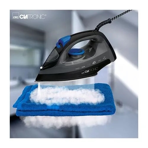 Fier de calcat Clatronic DB 3703, 1800 W, 7 functii, abur vertical, 110x140x265mm, negru/albastru