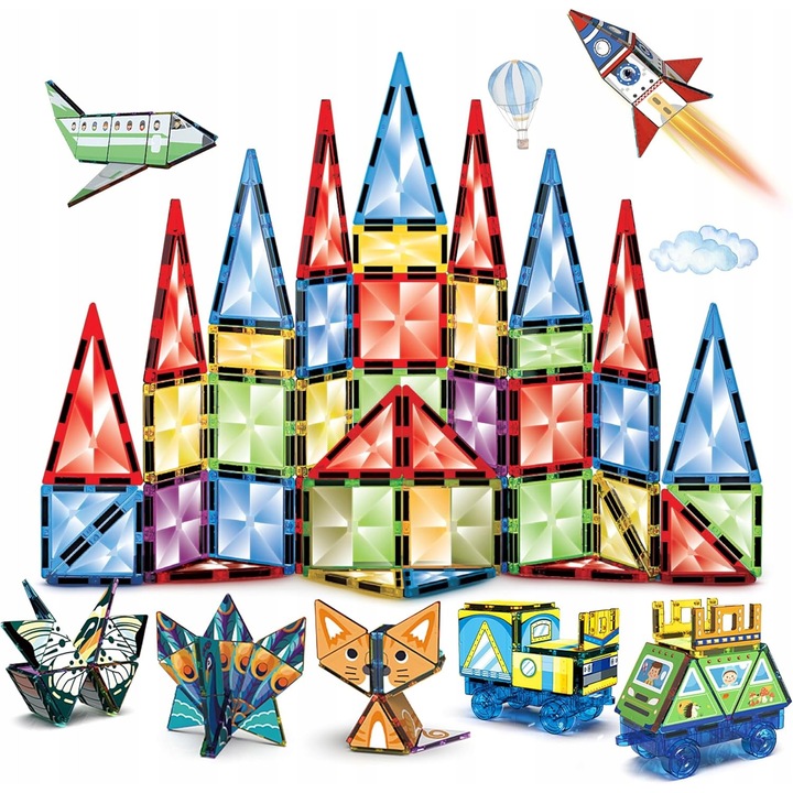 Set de constructie 3D cu 199 de elemente, multicolor, pentru copii de la 3 ani