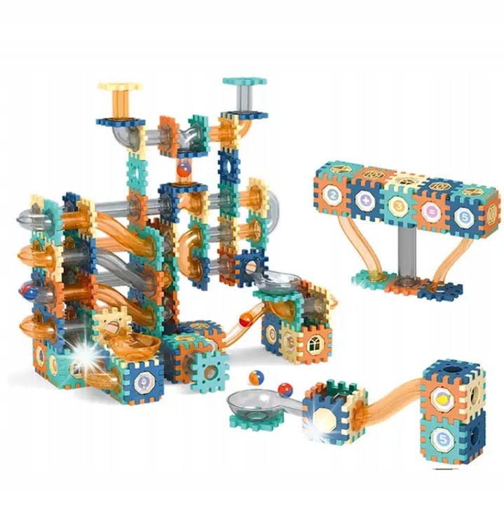 Set de constructie, 125 elemente, multicolor, cu autocolante educationale