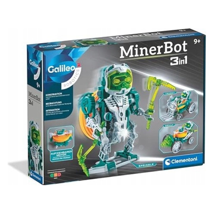 Робот, Clementoni Galileo MineBot 3 в 1, 3 модела, многоцветен, лесен за сглобяване
