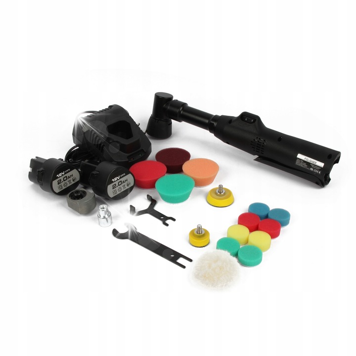 Машина за полиране на автомобили, 12V, 2 батерии, черна, пълен комплект