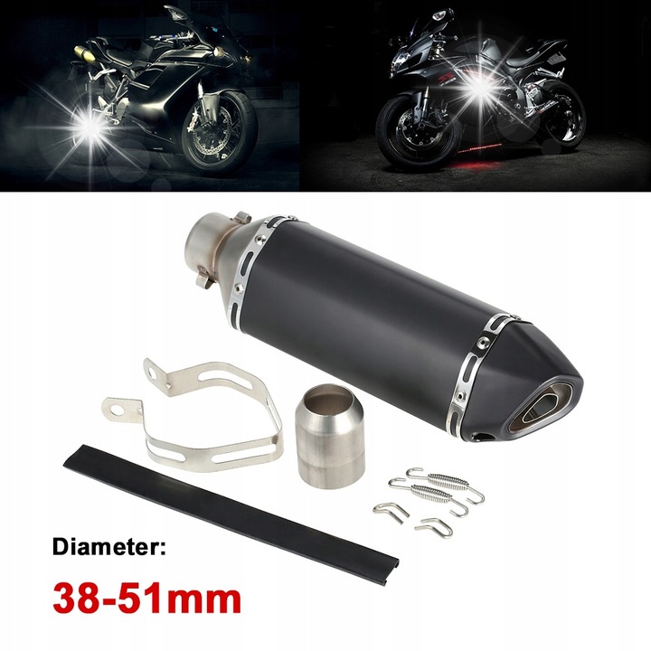Toba unghiulara 38-51mm, universal, otel inoxidabil, negru mat, pentru motociclete si ATV-uri