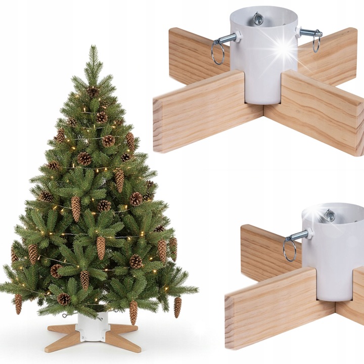 Fenyőfatartó, Coil, 2,3m, fehér/fenyő, víztartállyal